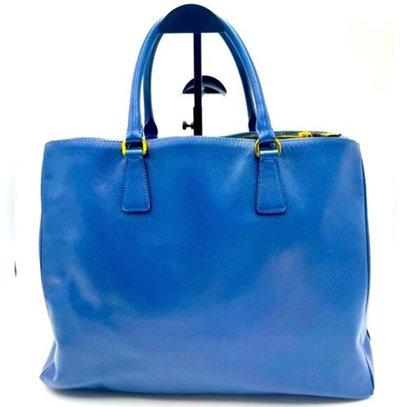 Auth Prada Blue Azzuro Saffiano Leather Galleria Double Zip Lux Tote Bag Large - Picture 4 of 15